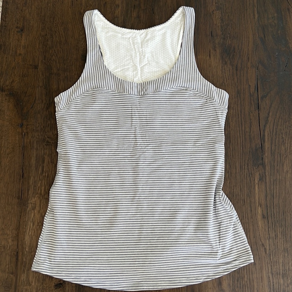 Gray and White Lululemon Tank top